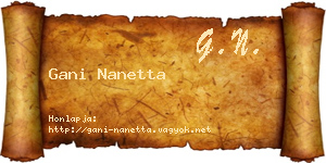 Gani Nanetta névjegykártya